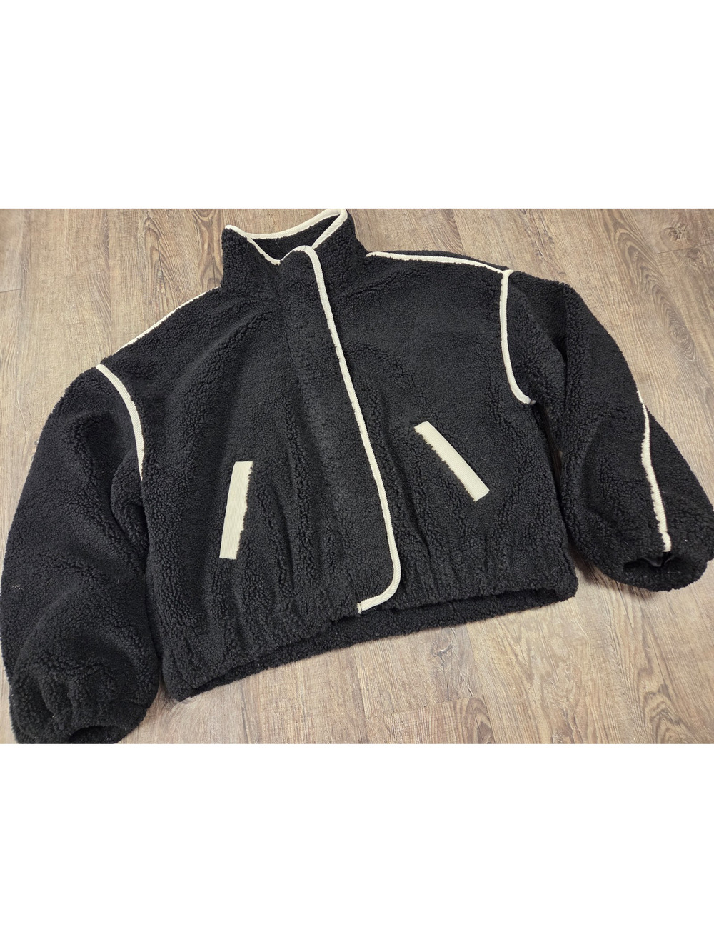 Elan Black Cream Plush Sherpa Jacket Boutique Women's Size Large
